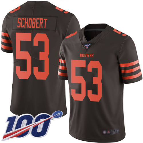 Cleveland Browns Joe Schobert Men Brown Limited Jersey #53 NFL Football 100th Season Rush Vapor Untouchable->youth nfl jersey->Youth Jersey